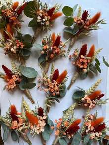 12/8/1 Handmade Mini Artificial Flower Bouquet, Suitable For Autumn/Winter Wedding Decoration, Men's Boutonniere, Table Centerpiece Decoration, Birthday Cake Decoration, Christmas/Halloween Gift Packaging, Eucalyptus, Baby's Breath, Rabbit Tail Grass - G218 - View 3