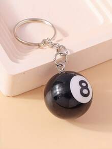 2pcs Billiard Ball Keychain,No.8 Black Pool Ball Pendant,Resin Key Ring,Car Key Holder,Backpack Charm,Novelty Game Accessory,Gifts For Men Friends - Multicolor - View 3