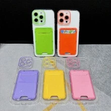 Koolife 1件裝紫色亮片透明卡槽手機殼，適用於 iPhone 11 12 13 14 15 16 17 Pro Max Plus，全方位保護錢包式手機殼，簡約時尚設計，適合青少年女孩 - 紫色 - 查看 7