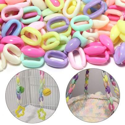 100Pcs Acrylic Macaron Colorful Chain Clasp Open Snap Beads DIY Bracelet Necklace Earrings Jewelry Accessories Bag Chain Phone Chain Keychain Materials