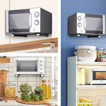2 cái kệ treo tường lò vi sóng, giá bếp chịu lực, giá đỡ lưu trữ gấp gọn, tiết kiệm không gian, bao gồm vít nở, dễ lắp đặt - Đen-2 Chiếc - Xem 6