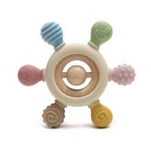 6-Point Teething Boat Steering Wheel Teether For Baby, Silicone And Beech Wood Teething Toy For Infant Teething Period - Multicolor - View 14