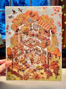 全新大尺寸 DIY 場景貼紙，適合成人，DIY 微縮房屋景觀貼紙，剪貼簿貼紙，3D 微縮房屋微景觀貼紙，唯美田園風剪貼簿手帳裝飾貼紙，景觀貼紙，返校季 - A - 查看 9