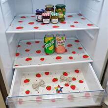 Waterproof Refrigerator Mat, 3 Mixed Colors - Moisture-Proof, Non-Slip, Washable And Reusable, EVA Material, Featuring Novel Strawberry, Chrysanthemum, Cherry Patterns, Suitable For Refrigerator, Drawer, Shoe Cabinet, Kitchen Cabinet Decoration - Multi-color - View 1