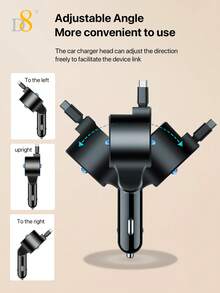 D8 3-In-1 Retractable Car Charger | 30W PD + 18W QC3.0 Fast Charging, USB-C Multi-Port Car Charger | Foldable & Retractable Cable, Portable Mini Travel Charging Essential | Compatible With IPhone 17/16/15, Ma*Book & S24/S23+ Fast Charging - Multicolor - View 10
