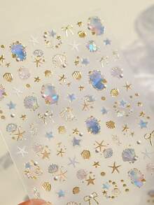 1片 5D夏季奢華海洋貝殼美甲貼紙 曬黑極光色 鮑魚貝 海星 海馬 美甲裝飾貼紙 DIY配件 - 彩色 - 查看 7