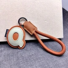 1pc PU Leather 3D 26 Letters Keychain Pendant Ornament, Women's Fashion Bag Backpack Charm With Round Ring Buckle - Suitable For Valentine's Day Gift Or Decoration - Multicolor - View 26