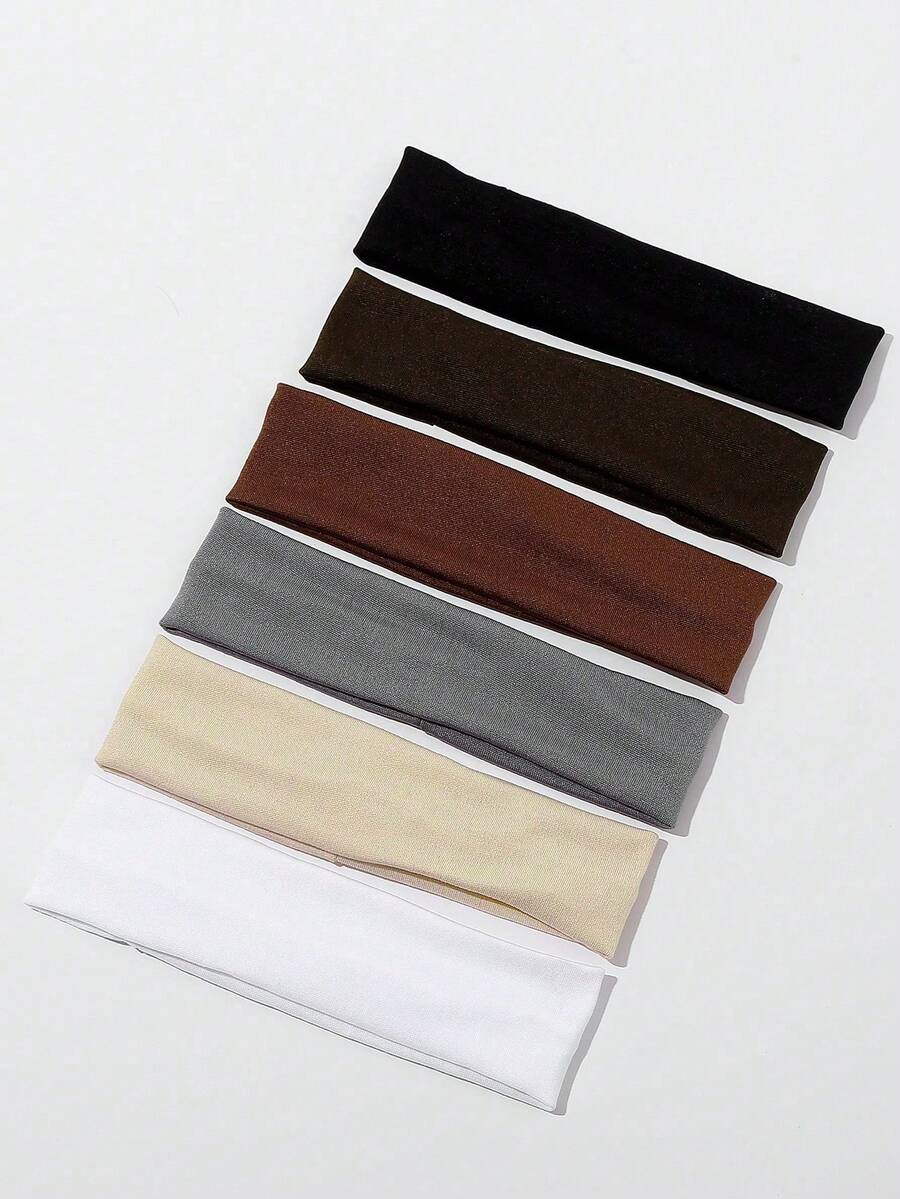 1PC/6PCS Solid Color Basic Thin Sweat-Absorbing Non-Slip Women's Headband Suitable For Daily Life And Sports - Multicolor - View 1