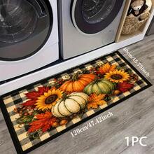 Autumn Pumpkin Pattern Printed Long Runner Rug, Home Indoor Decor, Kitchen Long Runner, Entryway Doormat, Hallway Entrance Decor, Bedroom Bedside Rug, Living Room Rug, Laundry Room Rug, Bathroom Mat, Suitable For Apartment, Dorm And Home Daily Decor - Multicolor - View 9