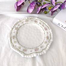 1pc 7.8 Inch Beaded Floral Ceramic Plate, Home And Commercial Use - Blue Vine Floral - View 6