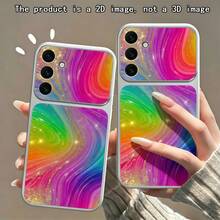 1pc Fashion Rainbow Water Ripple Colorful Ray Pattern Spray Painted TPU Full Coverage Phone Case Compatible With Apple 17 Pro Max/16 Pro Max/15 Pro Max/14 Pro Max/13 Pro Max/12 Pro Max/11 Pro Max/Galaxy S26 S25 S24 Ultra S24 Plus S24 FE S23 S22 A55 A54 A53 A52 A50 A30 A42 A35 A34 A33 A25 A24 A20 A30 A15 A17/ Smart 8/ Hot 40i/Spark 20/Spark 20C/Spark Go 2024/ G84 - Silver - View 3