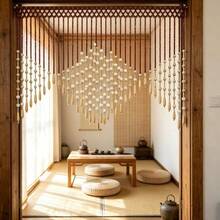 38 Strands Wooden Beaded Curtain, 90*50cm ,Wave Shape Partition Bead Door Curtain For Entrance Bedroom Home Decor - 90 X 50 cm - View 3