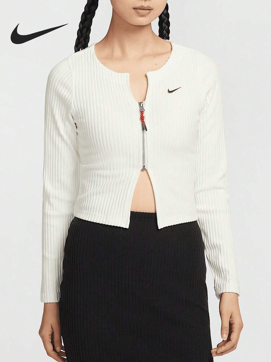 Nike/Authentic New Women's Knitted Zip-Up Cropped Slim Fit Sweater HV8459-133 - HV8459-133 - View 1