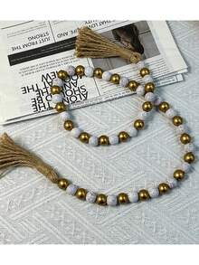 1pc Tassel Wooden Bead Garland DIY Handmade Jewelry Accessories Distressed Bead String Farmhouse Wooden Beads Hanging Home Decor Pendant Craft Christmas Decoration, Kitchen Decoration, Halloween Decoration, Room Decoration, Party Decoration, Christmas Gift - Multiple Styles - View 7