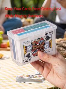 Portable Card Storage Box With Buckle Transparent Poker Card Storage Box Unisex Lightweight Tabletop Game Card Deck Box Suitable For Home, Christmas, Halloween, Thanksgiving Gifts, Room Decor, Back To School, Dorm, Travel Essential Accessories - Multicolor - View 8