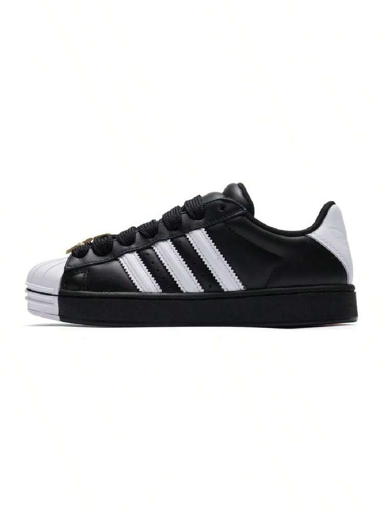 Adidas 女款 SUPERSTAR ST W 26 夏季新款厚底樂福鞋休閒鞋 JR7444 - 黑色/白 - 查看 6