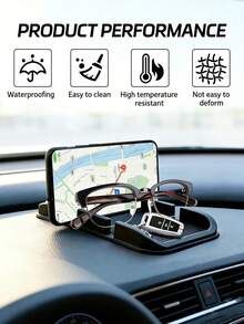 Car Dashboard Anti‑Slip Mat, Dual‑Groove Multifunctional Phone Holder Pad With Parking Number Plate, Heat‑Resistant Waterproof Easy‑Clean Non‑Slip Dash Mat, Holds Cell Phone Fashion Glasses Keys, Universal Car Interior Accessory For All Smartphones - A - View 2