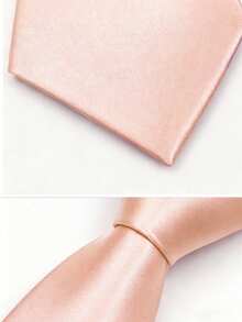 1pc Solid Color Satin Men's Tie, Business Wedding Suitable Solid Color Men's Tie (7cm) - Pink - View 2