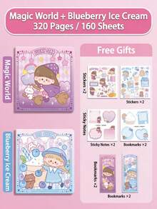 1 buah Buku Catatan Kotak-kotak Seri Magic, Buku Harian Jurnal Retro Kawaii Lucu untuk Anak Perempuan, Anak-anak, Siswa Sekolah Dasar & Perlengkapan Sekolah - MultiWarna - View 13