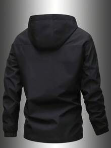 Men's Autumn/Winter Outdoor Hiking, Climbing, Camping, Windproof, Waterproof, Hooded Jacket Softshell Coat - Black - View 2