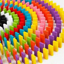 480pcs Colourful Dominoes Wooden Building Block Kits Stacking Racing Game Building Board Game Family Play Racing Educational Toys Christmas Birthday Gift - Multicolor - View 4