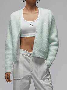 Nike Authentic JORDAN Women's Short V-Neck Knit Warm Fleece Cardigan HQ6075-394 - HQ6075-394 - View 2