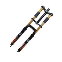 26/27.5 Mountain Bike Double Shoulder Fork, Oil Spring Suspension, 28.6mm X 220mm Steerer, 130mm Travel, 34mm Leg, QR 100mm - 27.5 Inches (YELLOW) - View 5