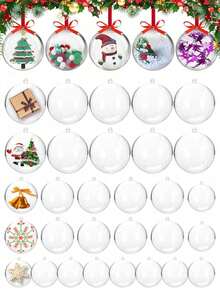 10pack Clear Holiday/Party Fillable Ornaments, Fillable Decorative Balls For Crafts, DIY Christmas Decorations, Christmas, Holidays, Weddings, Parties, Home Parties, Christmas Party Gift Storage Decorative Balls, Party Supplies Wholesale - Hollow Ball - View 1