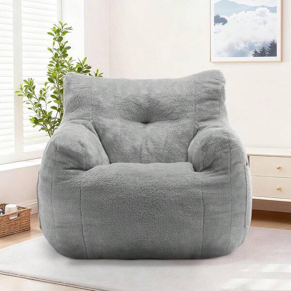 Bean Bag Chair , Small Comfy Beanbag Lounge Floor Sofa Reading Chair With Armrests, Mini Cloud Sofa For Living Room, Bedroom And Game Rooms, Plush Chair With Memory Foam,Grey
