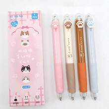 4pcs Funny Black & White Cat Paw Clickable Neutral Pens, INS Style Cute Cat 0.5mm Black Ink Pens, Student Exam Pens, Office Signal, First Day Of School - Black - View 10
