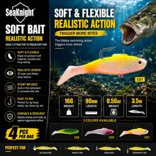 SeaKnight SL005 Realistic Swimming Soft Bait, 90mm 16g Scented Minnow Lure With 3D Realistic Eyes, Suitable For Jig Head, Wacky, Texas And Dropshot Rigs, Freshwater And Saltwater Universal, For Bass, Trout And Other Carnivorous Fish - Multicolor - View 2