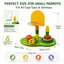 Bird Toy Set, Parrot Mini Basketball Hoop With Hollow Bell Ball And Multi-Color Plastic Rings, Anti-Boredom Behavior Training Tool, Reduces Destructive Chewing, Suitable For Budgies, Cockatiels, Lovebirds Indoor Cage Play - View 3