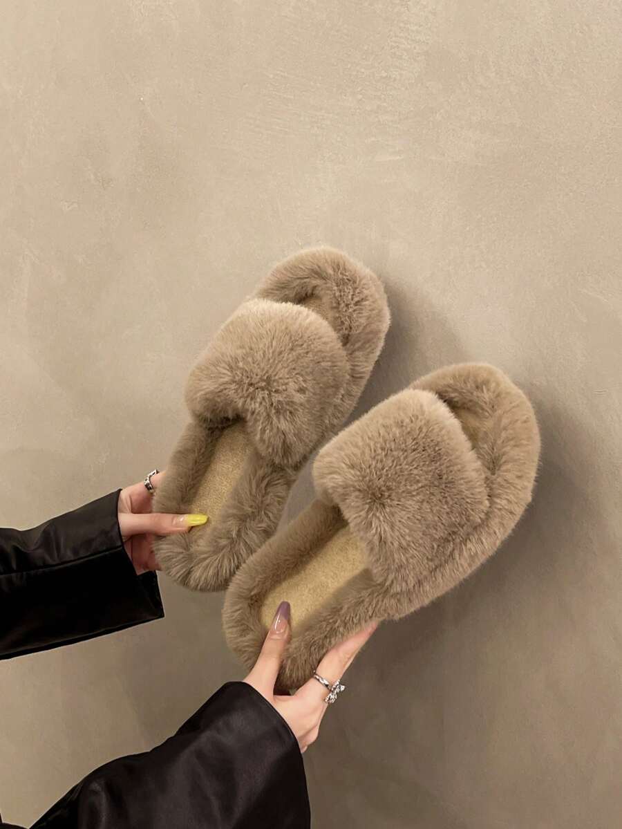 Sandal Selop Mewah Harian Wanita, Tanpa Bagian Belakang, Mudah Dipakai, Gaya Sepatu Kasual - Khaki - View 1