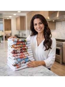 Kit Panos De Prato Para Cozinha Pia Bainha Copa Estampado Grande Com 5 e 10 Peças - 10 peças - Visão 4