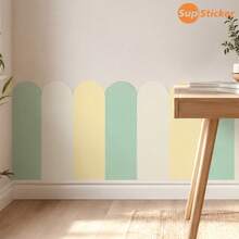 SUPSTICKER 6入波希米亞風扇形拱門牆貼，可移除 PVC 牆貼，適用於兒童房、嬰兒房、臥室，7.68x23.43 英吋 - 彩色 - 查看 9