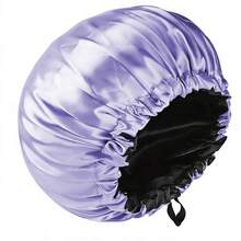 1pc Adjustable Double-Layer Satin Sleep Cap, Made Of Smooth Satin Fabric, Practical Design With Elastic Band And Drawstring, Anti-Static And Breathable, Suitable For Sleeping, SPA, And Ramadan Wear, Available In Black - Black - View 16