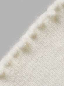 Women Autumn White Ribbed Knit Cropped Cardigan Gold Button Front Round Neck Flare Sleeve Curved Hem Casual Going Out Tops - White - View 4