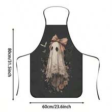 1pc Halloween Lace Ghost Print Apron, Featuring Bow Ghost, Withered Leaf, Bat, Spider Web Patterns, Durable Cooking Apron Suitable For Bakers, Cake Decorators, BBQ Enthusiasts, Gardeners, Painters, Nail Artists - Perfect Gift For Home And Professional Chefs - Multicolor - View 14