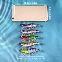 ANFS 1pc Squid Jig Fishing Lure Artificial Bait For Octopus Cuttlefish, Wood Shrimp Squid Hook, Saltwater Hard Bait - Multicolor - View 9