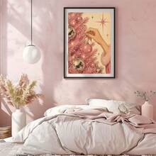 Set Of 1 Pink Christmas Tree Canvas Wall Art | Vintage Glam Holiday Decor With Disco Balls For Living Room Bedroom Frameless/Framed - A - View 9