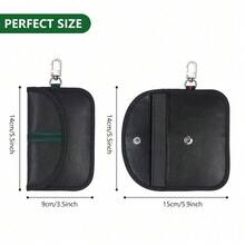 Pack Of 2 Portable PU Car Key Protection Bags Equipped With Carry Hook,Durable Vehicle Key Fob Cover Pouch For Outdoor Travel And Everyday Key Storage - Black - View 3