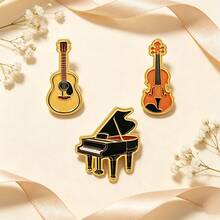 Classic Musical Instrument Enamel Brooch, Guitar Violin Piano Lapel Pin, Music Theme Badge, Suitable For Clothing And Bag Decoration, Best Gift For Music Lovers - Multicolor - View 5