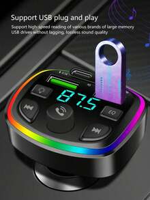 MP3 Player FM Radio Bluetooth 5.0 Audio Transmitter Car Charger, Supports QC3.0 Dual Port Fast Charging, Smart Memory Of Last Playback Progress, CD-Quality Sound, Dual-Mode Anti-Interference Chip, Cigarette Lighter Plug-In Design Compatible With 99% Of Car Models, LED Voltage Display Screen (Please Carefully Check Details Before Purchase) - Multicolor - View 11