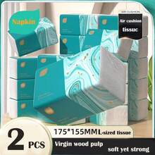 2 Pak Tisu Wajah, Bubur Kayu Murni, Serbet Kertas Tahan Lama, Tisu Serbaguna Premium, Handuk Tangan, Cocok Untuk Rumah, Kantor, RV, Pesta, Kembali ke Sekolah - biru muda - View 10