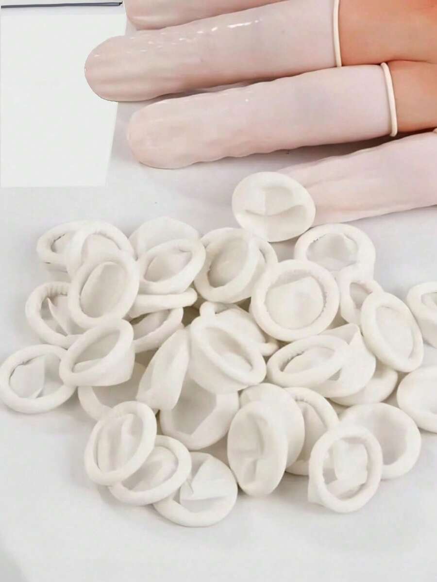 300/200/100pcs Disposable Latex Finger Cots, White Nail Protection Finger Sleeves, Suitable For Home, Professional Nail Salon Use; Non-Slip, Essential Nail Tool Accessory For Applying Nail Polish And Gel, Also Suitable As Gift, Essential For Tattooing And Nail Art, Prepare For Halloween