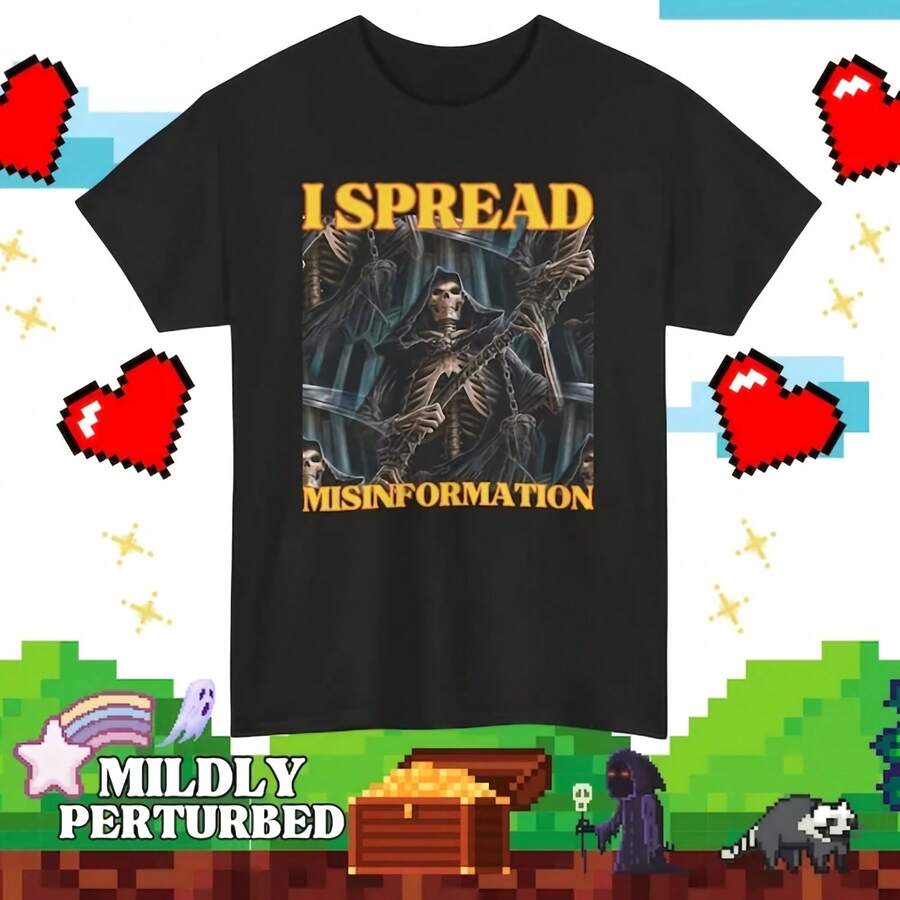 Spread Misinformation Funny Skeleton Hardcore Meme T-Shirt Skeleton Shirt Cringe Ripped Shirt Ironic Gen Z Meme - 款式 - 查看 1