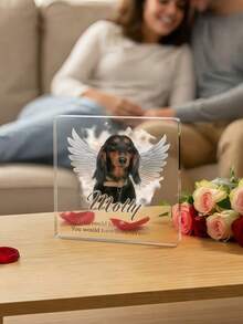 Custom Pet Memorial Acrylic Plaque, Personalized Dog And Cat Name And Date Commemorative Block, 1cm Thick Transparent Acrylic Photo Frame, Angelic Desktop Office Home Decor, Pet Owner Bereavement Mourning Gift Idea - Multicolor 2 - View 7