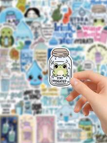50P Stay Hydrated Stickers Simple Text Self-Adhesive Decals Water Bottle Laptop Decor - Multicolor - View 5