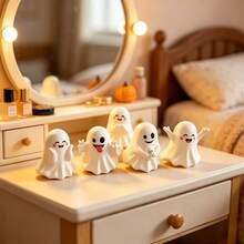 Halloween Ghost Mini Figurine Set, Cute Mini Ghost Home Decor, Holiday Home Decor Upgrade, Office Desk Halloween Party Decoration, Autumn Seasonal Desktop Ornament - A - View 5