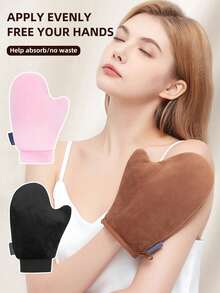 1pc/3pcs Reusable Body Face Self Tanning Mitt Double Sided Lotion Applicator Tanning Glove Washable, Reusable Body And Face Self Tanning Mitt, Double Sided Lotion Applicator Mitt, Washable Blackening Mitt For Body Care Spa Oiling - Multicolor - View 2